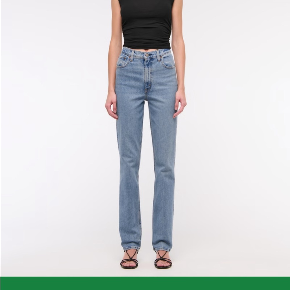 NWT Abercrombie the 90s straight ultra high rise denim curve love jeans